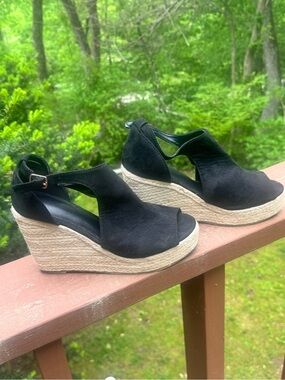 Black Espadrille Wedge Sandals – Women’s Size 39 (US 8–8.5) – Used Once